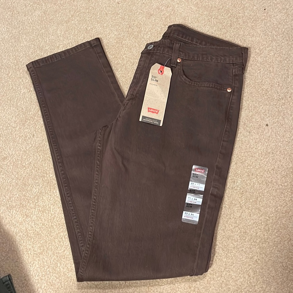 NWT Mens Levi’s 511 slim BROWN